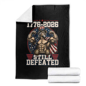 Still Undefeated 1776 to 2026 Muscular Uncle Sam Throw Blanket Buff Bodybuilder American Flag 250th Anniversary Semiquincentennial