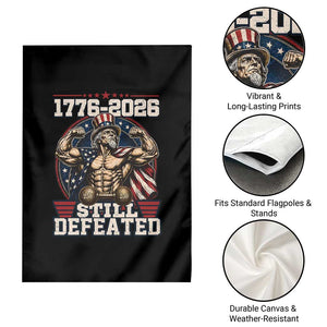 Still Undefeated 1776 to 2026 Muscular Uncle Sam Garden Flag Buff Bodybuilder American Flag 250th Anniversary Semiquincentennial