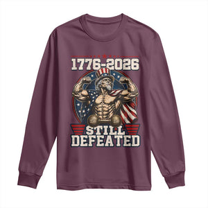 Still Undefeated 1776 to 2026 Muscular Uncle Sam Long Sleeve Shirt Buff Bodybuilder American Flag 250th Anniversary Semiquincentennial