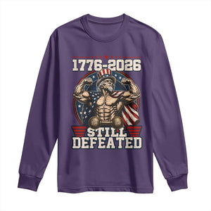 Still Undefeated 1776 to 2026 Muscular Uncle Sam Long Sleeve Shirt Buff Bodybuilder American Flag 250th Anniversary Semiquincentennial