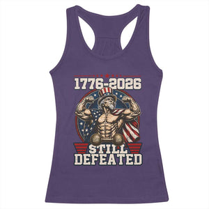 Still Undefeated 1776 to 2026 Muscular Uncle Sam Racerback Tank Top Buff Bodybuilder American Flag 250th Anniversary Semiquincentennial
