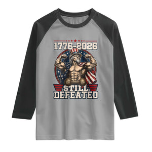 Still Undefeated 1776 to 2026 Muscular Uncle Sam Raglan Shirt Buff Bodybuilder American Flag 250th Anniversary Semiquincentennial