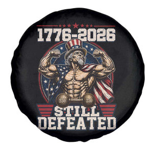 Still Undefeated 1776 to 2026 Muscular Uncle Sam Spare Tire Cover Buff Bodybuilder American Flag 250th Anniversary Semiquincentennial