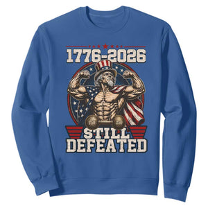 Still Undefeated 1776 to 2026 Muscular Uncle Sam Sweatshirt Buff Bodybuilder American Flag 250th Anniversary Semiquincentennial