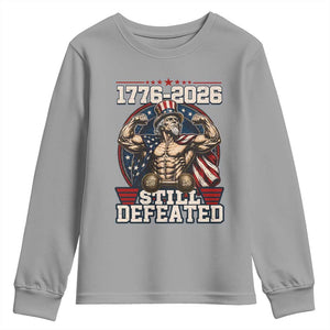Still Undefeated 1776 to 2026 Muscular Uncle Sam Youth Sweatshirt Buff Bodybuilder American Flag 250th Anniversary Semiquincentennial