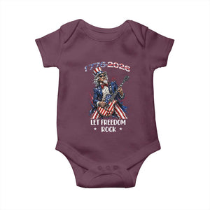 Let Freedom Rock Uncle Sam Rock Star Baby Onesie Funny Electric Guitar Player American Flag Suit 1776 to 2026 Semiquincentennial