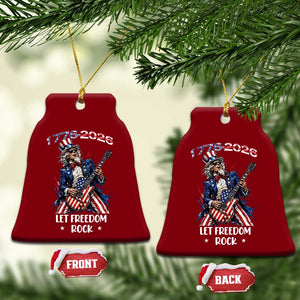 Let Freedom Rock Uncle Sam Rock Star Ceramic Ornament Funny Electric Guitar Player American Flag Suit 1776 to 2026 Semiquincentennial