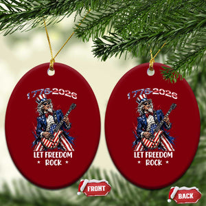 Let Freedom Rock Uncle Sam Rock Star Ceramic Ornament Funny Electric Guitar Player American Flag Suit 1776 to 2026 Semiquincentennial