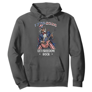 Let Freedom Rock Uncle Sam Rock Star Hoodie Funny Electric Guitar Player American Flag Suit 1776 to 2026 Semiquincentennial