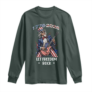 Let Freedom Rock Uncle Sam Rock Star Long Sleeve Shirt Funny Electric Guitar Player American Flag Suit 1776 to 2026 Semiquincentennial
