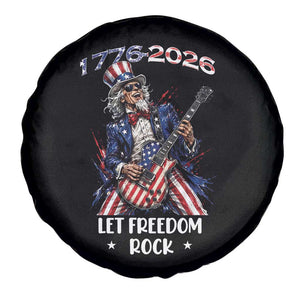 Let Freedom Rock Uncle Sam Rock Star Spare Tire Cover Funny Electric Guitar Player American Flag Suit 1776 to 2026 Semiquincentennial