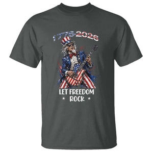Let Freedom Rock Uncle Sam Rock Star T Shirt Funny Electric Guitar Player American Flag Suit 1776 to 2026 Semiquincentennial