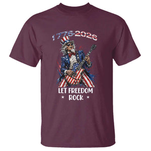 Let Freedom Rock Uncle Sam Rock Star T Shirt Funny Electric Guitar Player American Flag Suit 1776 to 2026 Semiquincentennial