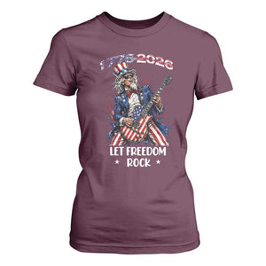 Let Freedom Rock Uncle Sam Rock Star T Shirt For Women Funny Electric Guitar Player American Flag Suit 1776 to 2026 Semiquincentennial