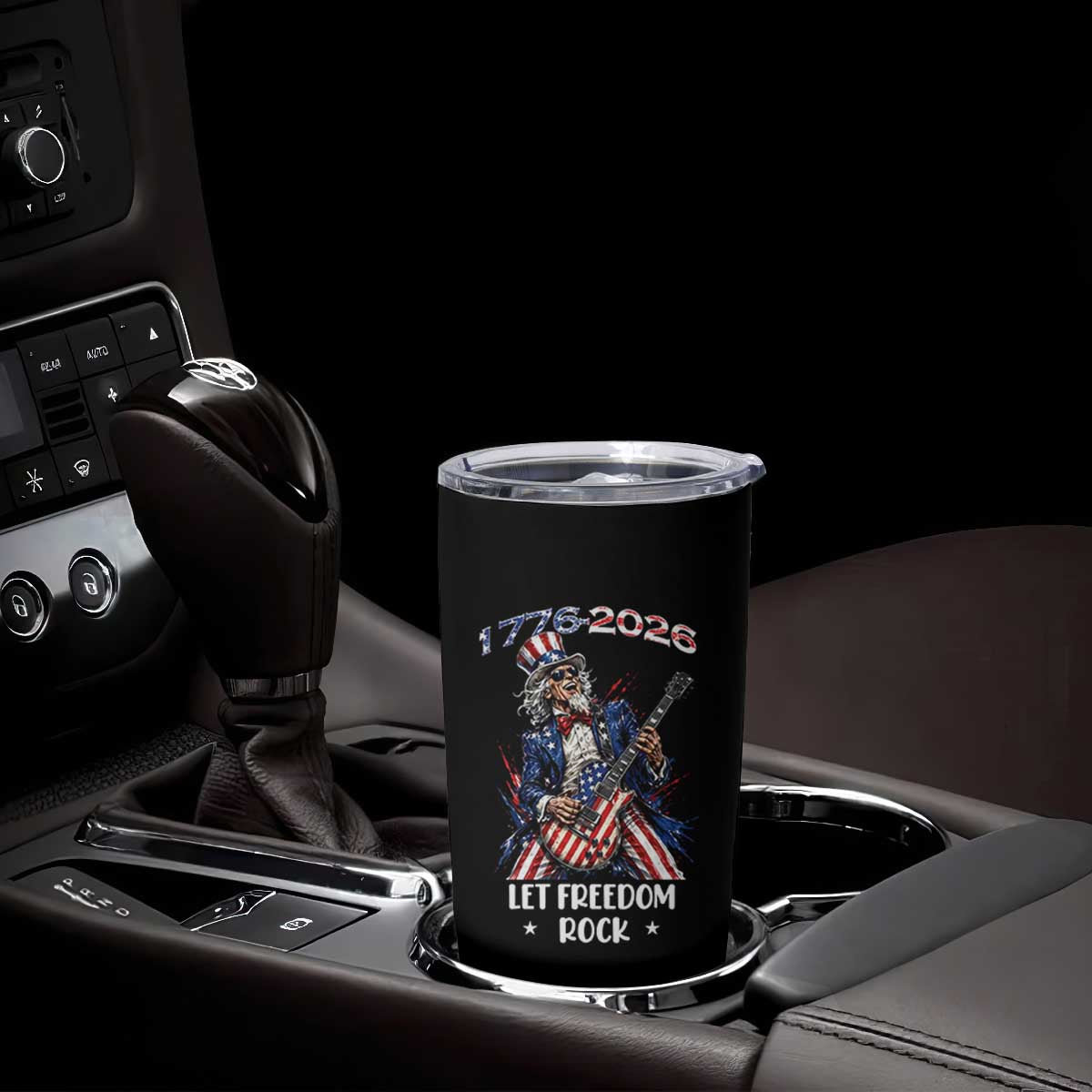 Let Freedom Rock Uncle Sam Rock Star Tumbler Cup Funny Electric Guitar Player American Flag Suit 1776 to 2026 Semiquincentennial