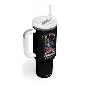 Let Freedom Rock Uncle Sam Rock Star Tumbler With Handle Funny Electric Guitar Player American Flag Suit 1776 to 2026 Semiquincentennial