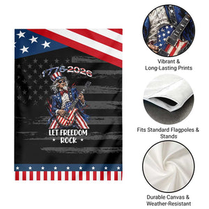 Let Freedom Rock Uncle Sam Rock Star Patriotic Garden Flag Funny Electric Guitar Player American Flag Suit 1776 to 2026 Semiquincentennial