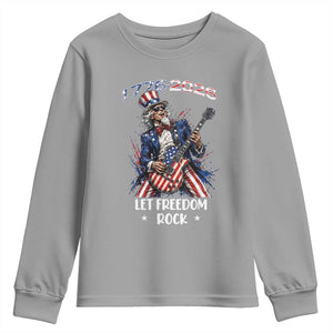 Let Freedom Rock Uncle Sam Rock Star Youth Sweatshirt Funny Electric Guitar Player American Flag Suit 1776 to 2026 Semiquincentennial