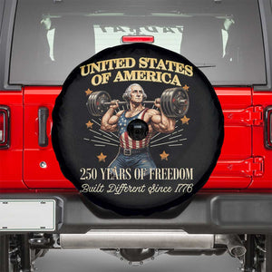 USA 250 Years of Freedom Muscular George Washington Weightlifter Spare Tire Cover Built Different Since 1776 Funny Patriotic 1st President Bodybuilder