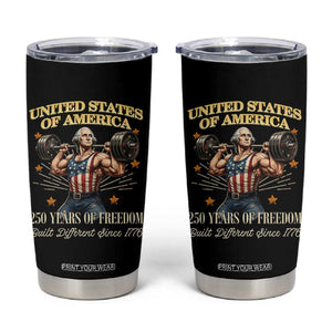 USA 250 Years of Freedom Muscular George Washington Weightlifter Tumbler Cup Built Different Since 1776 Funny Patriotic 1st President Bodybuilder