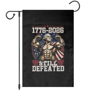 Still Undefeated 1776 to 2026 Muscular George Washington Garden Flag Buff Bodybuilder American Flag Cape 250th Anniversary Semiquincentennial