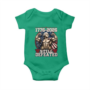 Still Undefeated 1776 to 2026 Muscular George Washington Baby Onesie Buff Bodybuilder American Flag Cape 250th Anniversary Semiquincentennial
