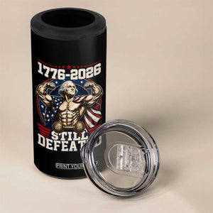 Still Undefeated 1776 to 2026 Muscular George Washington 4 in 1 Can Cooler Tumbler Buff Bodybuilder American Flag Cape 250th Anniversary Semiquincentennial