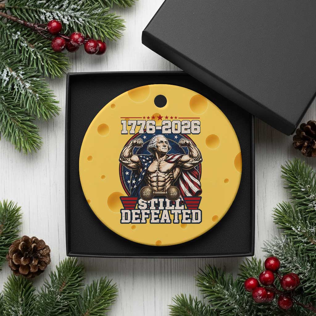 Still Undefeated 1776 to 2026 Muscular George Washington Ceramic Ornament Buff Bodybuilder American Flag Cape 250th Anniversary Semiquincentennial