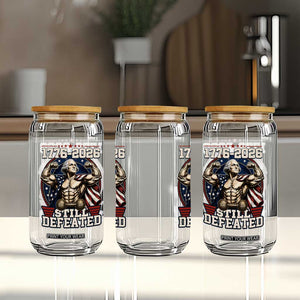 Still Undefeated 1776 to 2026 Muscular George Washington Glass Can Buff Bodybuilder American Flag Cape 250th Anniversary Semiquincentennial