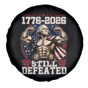 Still Undefeated 1776 to 2026 Muscular George Washington Spare Tire Cover Buff Bodybuilder American Flag Cape 250th Anniversary Semiquincentennial