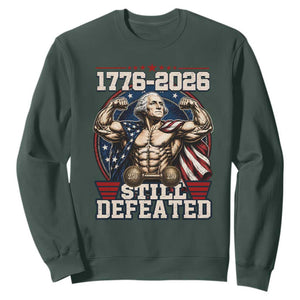 Still Undefeated 1776 to 2026 Muscular George Washington Sweatshirt Buff Bodybuilder American Flag Cape 250th Anniversary Semiquincentennial