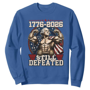 Still Undefeated 1776 to 2026 Muscular George Washington Sweatshirt Buff Bodybuilder American Flag Cape 250th Anniversary Semiquincentennial