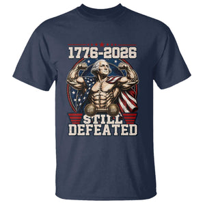 Still Undefeated 1776 to 2026 Muscular George Washington T Shirt Buff Bodybuilder American Flag Cape 250th Anniversary Semiquincentennial