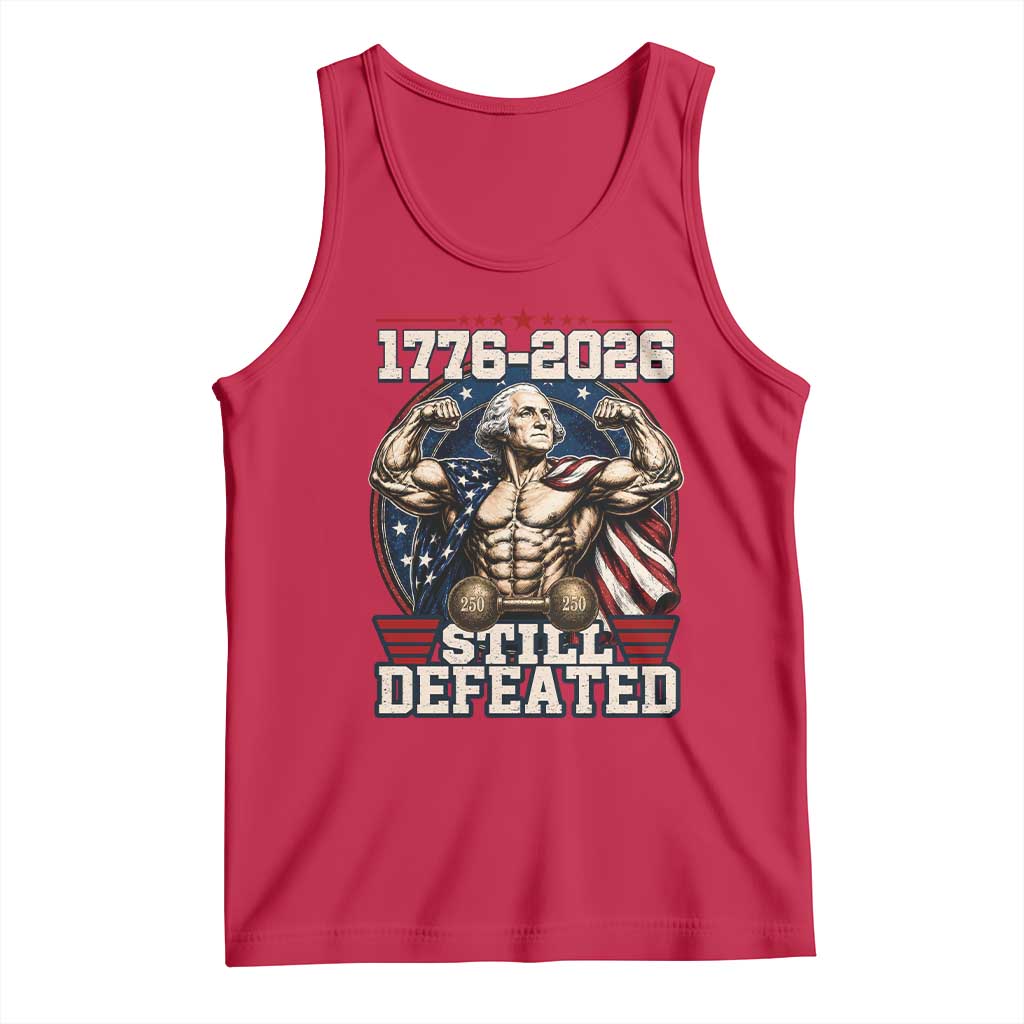 Still Undefeated 1776 to 2026 Muscular George Washington Tank Top Buff Bodybuilder American Flag Cape 250th Anniversary Semiquincentennial