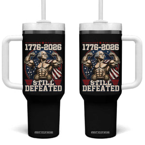 Still Undefeated 1776 to 2026 Muscular George Washington Tumbler With Handle Buff Bodybuilder American Flag Cape 250th Anniversary Semiquincentennial