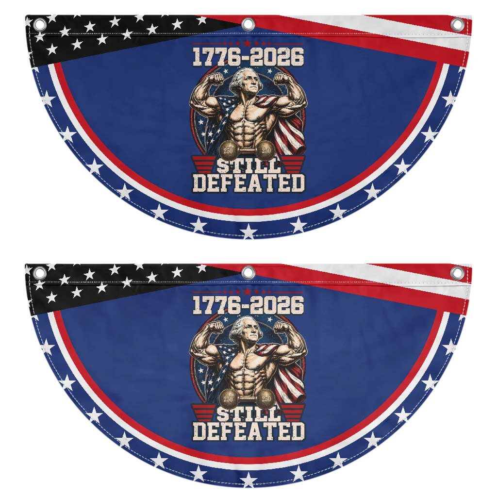 Still Undefeated 1776 to 2026 Muscular George Washington Patriotic Fan Flag Buff Bodybuilder American Flag Cape 250th Anniversary Semiquincentennial