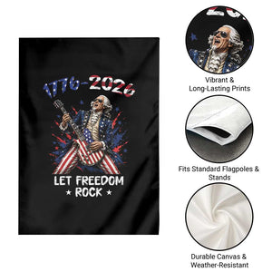 Let Freedom Rock George Washington Rock Star Garden Flag Funny Electric Guitar Player American Flag Suit 1776 to 2026 Semiquincentennial