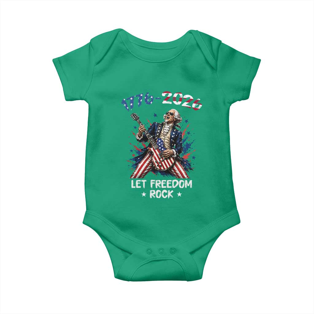Let Freedom Rock George Washington Rock Star Baby Onesie Funny Electric Guitar Player American Flag Suit 1776 to 2026 Semiquincentennial