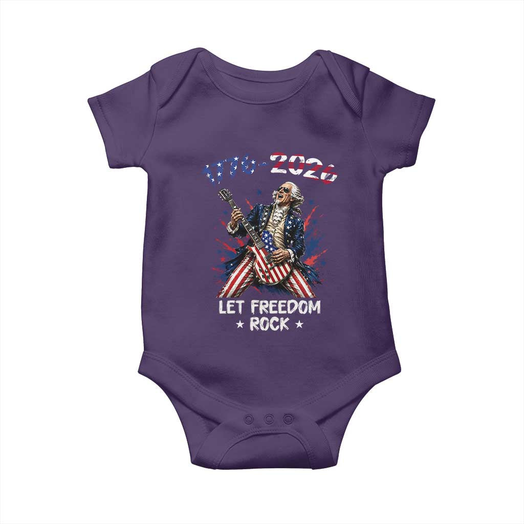 Let Freedom Rock George Washington Rock Star Baby Onesie Funny Electric Guitar Player American Flag Suit 1776 to 2026 Semiquincentennial