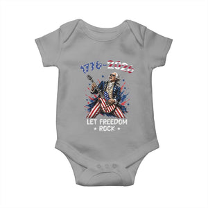 Let Freedom Rock George Washington Rock Star Baby Onesie Funny Electric Guitar Player American Flag Suit 1776 to 2026 Semiquincentennial