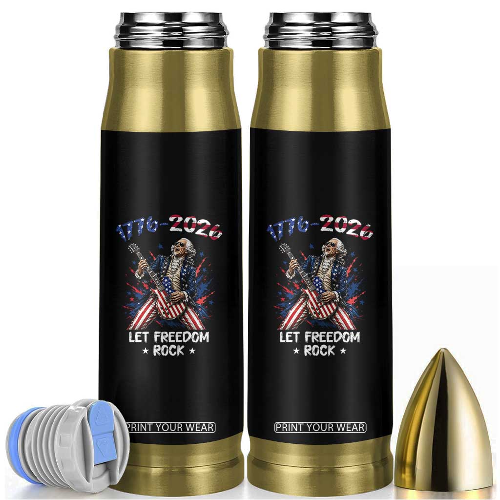 Let Freedom Rock George Washington Rock Star Bullet Tumbler Funny Electric Guitar Player American Flag Suit 1776 to 2026 Semiquincentennial