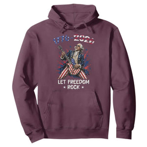 Let Freedom Rock George Washington Rock Star Hoodie Funny Electric Guitar Player American Flag Suit 1776 to 2026 Semiquincentennial