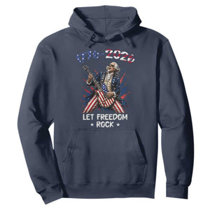 Let Freedom Rock George Washington Rock Star Hoodie Funny Electric Guitar Player American Flag Suit 1776 to 2026 Semiquincentennial