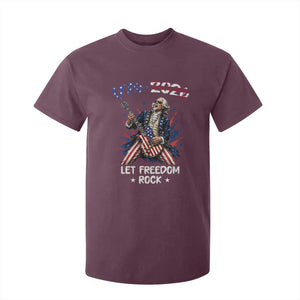 Let Freedom Rock George Washington Rock Star T Shirt For Kid Funny Electric Guitar Player American Flag Suit 1776 to 2026 Semiquincentennial