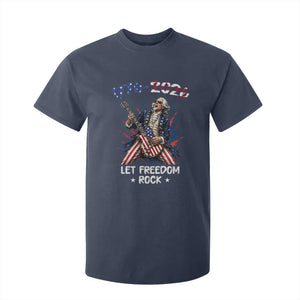 Let Freedom Rock George Washington Rock Star T Shirt For Kid Funny Electric Guitar Player American Flag Suit 1776 to 2026 Semiquincentennial