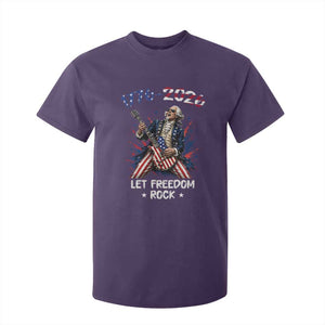 Let Freedom Rock George Washington Rock Star T Shirt For Kid Funny Electric Guitar Player American Flag Suit 1776 to 2026 Semiquincentennial