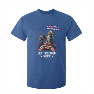 Let Freedom Rock George Washington Rock Star T Shirt For Kid Funny Electric Guitar Player American Flag Suit 1776 to 2026 Semiquincentennial