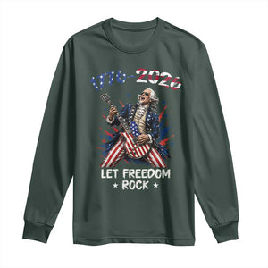 Let Freedom Rock George Washington Rock Star Long Sleeve Shirt Funny Electric Guitar Player American Flag Suit 1776 to 2026 Semiquincentennial