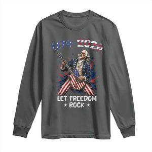 Let Freedom Rock George Washington Rock Star Long Sleeve Shirt Funny Electric Guitar Player American Flag Suit 1776 to 2026 Semiquincentennial