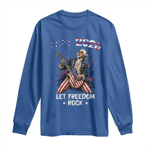 Let Freedom Rock George Washington Rock Star Long Sleeve Shirt Funny Electric Guitar Player American Flag Suit 1776 to 2026 Semiquincentennial